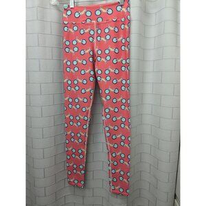 Leland Gal Leggings Size Small Bicycles All Over Pattern on Coral Pink MSRP $85